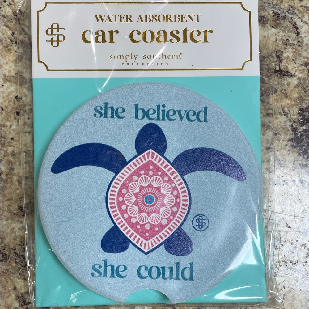 Simply Southern Water Absorbent Car Coaster. (1) Only
Sea Turtle Design. NEW!!